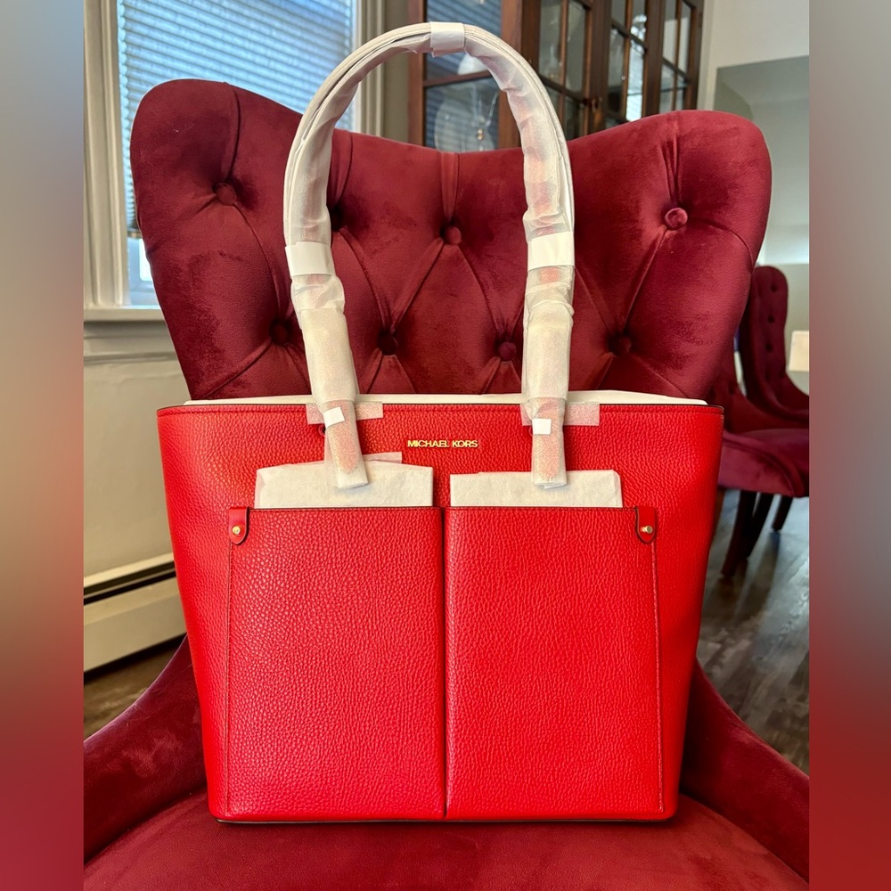 Brand New: Michael Michael Kors
 Jet Sest Travel Medium Double Pocket Tote Red